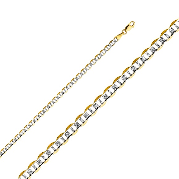 14K Yellow 4.4mm Flat Mariner Pave Chain - 20"